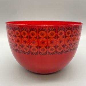 Arabia Finel Red Enamel Bowl Kaj Franck and Raija Uosikkinen Finland 8 1/4”